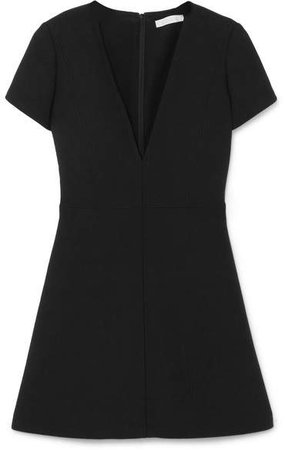 Wool-crepe Mini Dress - Black