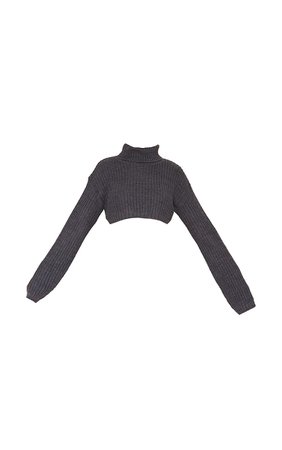 CHARCOAL CHUNKY KNITTED EXTREME CROPPED JUMPER