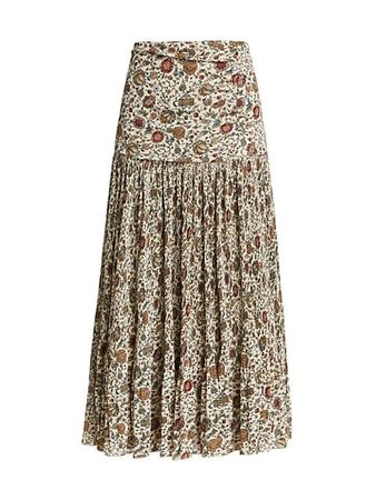 Shop Veronica Beard Levine Pleated Floral Skirt | Saks Fifth Avenue
