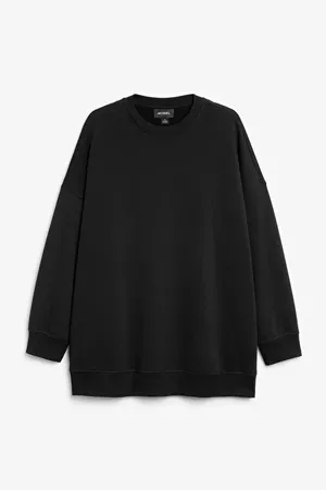 Long black crewneck sweater - Black dark - Monki WW