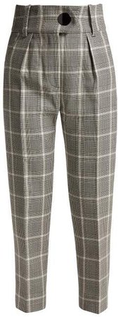 Hayden Checked Wool Trousers - Womens - Black White