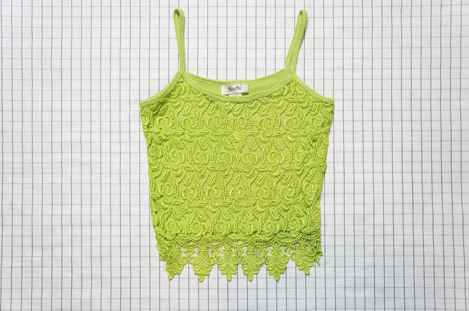 90's Crop Top Neon Green Lace Crop Top Soft Grunge | Etsy