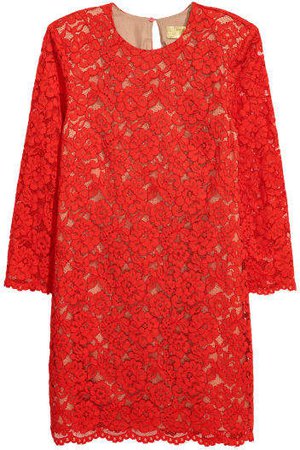 Short Lace Dress - Red