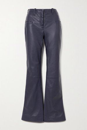 Serge Leather Flared Pants - Navy