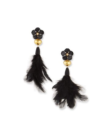 Devon Leigh Flower & Feather Drop Earrings