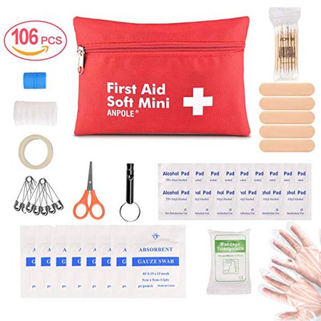 Amazon.com: Anpole 106 Pieces Compact First Aid Kit, Professional Emergency Kit Waterproof Indoor Outdoor Medical Emergency Bag for Home, Car, Camping, Office, Boat, Hiking, Sports, and Traveling (S): Sports & Outdoors