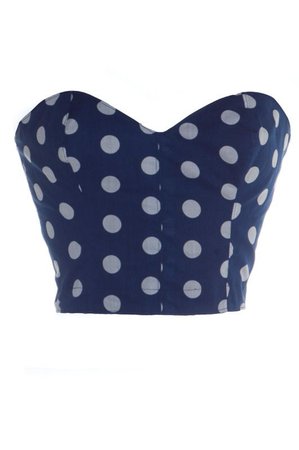 Navy Blue and White Polka Dot Bustier