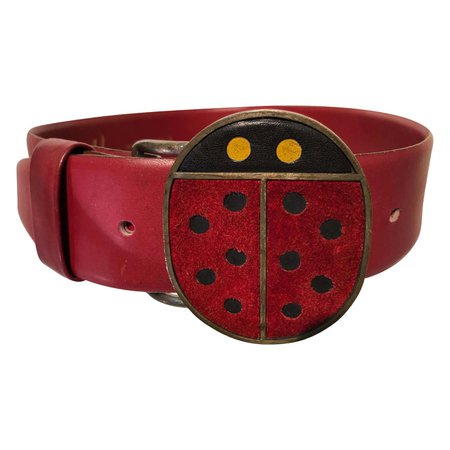 1960s Vera Ladybug Suede Belt Buckle W/ Red Leather Belt For Sale at 1stDibs | red suede belt