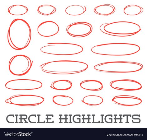 Highlight circles set collection hand drawn red Vector Image