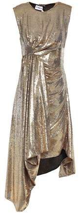 Ainea Open-back Draped Sequined Woven Dress