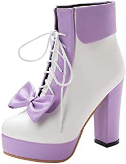White and Lavender Platform Ankle Bootie 1