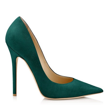 Made-to-Order Emerald Anouk Pointy Toe Pumps in Suede Heel measures 120mm