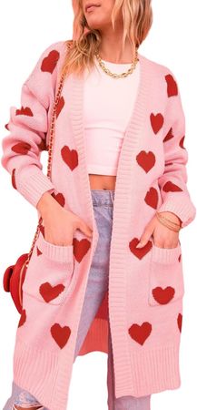 Women Button Down Sweater V Neck Cable Knit Crop Cardigan Cute Strawberry Oversized Jumper Girls Aesthetic Outwear (Pink C, M) at Amazon Women’s Clothing store
