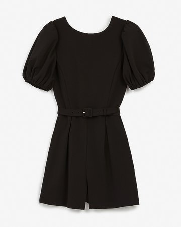 Belted Puff Sleeve Romper | Express