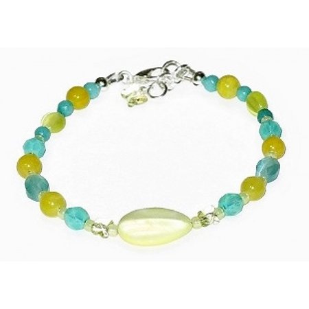 Yellow and Aqua Bracelet by AngieShel Designs