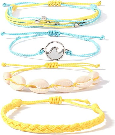 Amazon.com: Wave String Bracelets Cute Shell Bracelets Trendy Boho Jewelry Teen Girl Gifts Handmade Stackable Rope Bracelets for Women Girls(Dark Orange): Clothing, Shoes & Jewelry