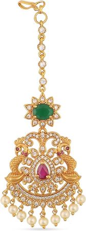 Amazon.com: Tarinika Antique Gold Plated Viksha Maangtika with Peacock Design - Indian Maang Tika for Women and Girls Perfect for Ethnic Occasions | Traditional Indian Maang Tikka | 1 Year Warranty*: Clothing, Shoes & Jewelry