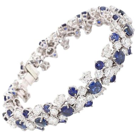Jacques Timey for Harry Winston, 19.75CTW Diamond and 12.80CTW Sapphire Bracelet For Sale at 1stDibs