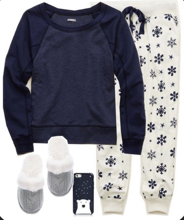 blue and white Christmas pajama with white polar bear
