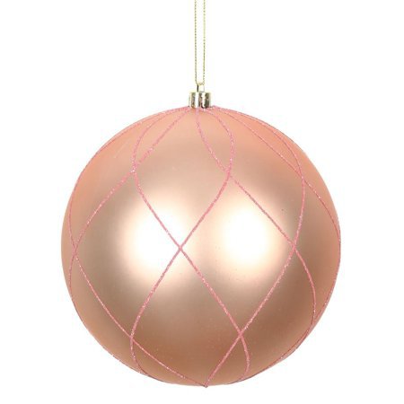 Vickerman 471722 - 6" Rose Gold Matte Finish Glitter Swirl Ball Christmas Tree Ornament (3 pack) (N170758D) - Walmart.com