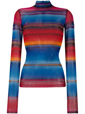 House Of Holland Striped Turtle Neck Top