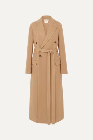 Camel Double-breasted belted cashmere coat | Bottega Veneta | NET-A-PORTER
