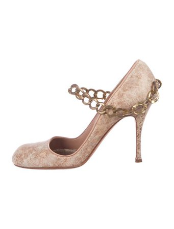Alexander McQueen Suede Chain-Link Pumps - Shoes - ALE60291 | The RealReal