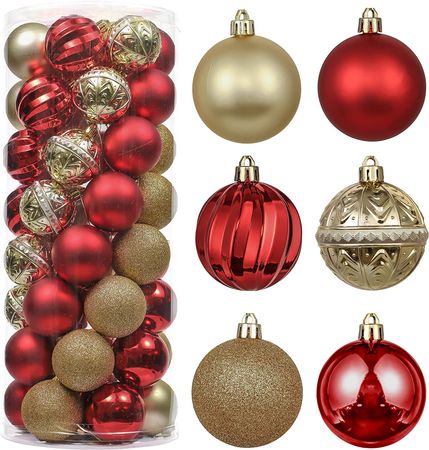 Amazon.com: Valery Madelyn 50ct 60mm Traditional Red and Gold Christmas Ball Ornaments, Shatterproof Christmas Tree Ornaments for Xmas Decoration : Home & Kitchen