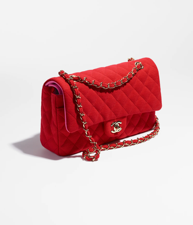 $8100.00 Chanel Wool Jersey & Gold-Tone Metal Red Large Classic Bag