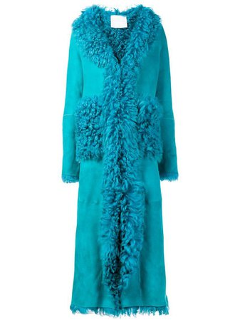 Giada Benincasa Women's Blue Shearling Midi Coat
