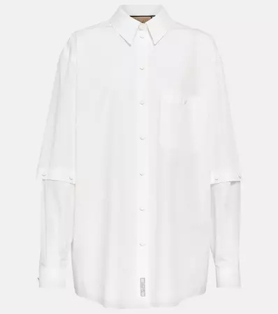Adjustable Cotton Poplin Shirt in White - Gucci | Mytheresa
