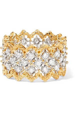 Buccellati | Rombi 18-karat yellow and white gold diamond ring | NET-A-PORTER.COM