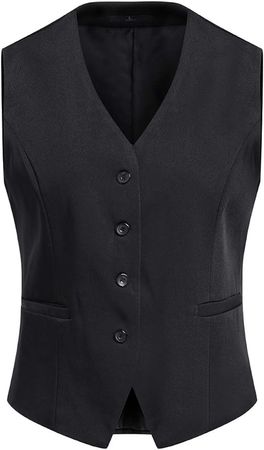 YUNCLOS Women's 4 Button V-Neck Economy Suit Vest Formal Waistcoat at Amazon Women’s Clothing store