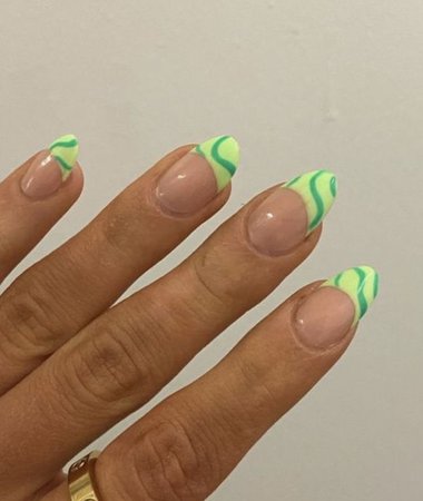 french tip swirly green nails