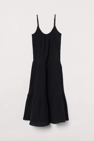 Crinkled Cotton Dress - Black