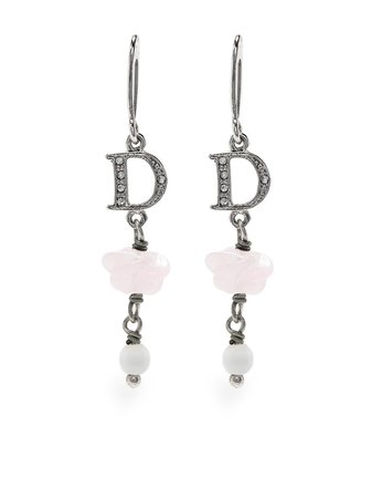 Christian Dior pre-owned D-logo Dangle Earrings - Farfetch