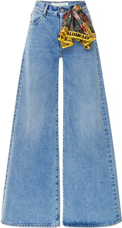 Scarf-Detailed Mid-Rise Wide-Leg Jeans