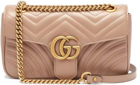 Gg Marmont Small Quilted Leather Shoulder Bag - Womens - Nude