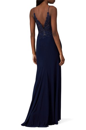 Navy Lace Bodice Gown by FAVIANA for $45 - $60 | Rent the Runway