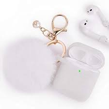 white airpod case with pom pom