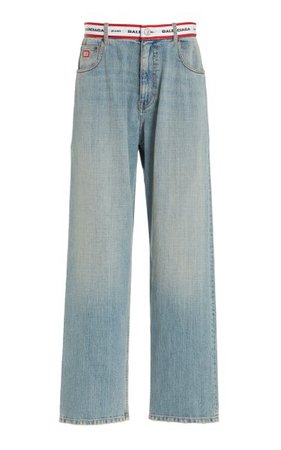 Logo-Print Rigid Drop-Rise Wide-Leg Jeans By Balenciaga | Moda Operandi