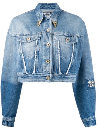 Versace Jeans Couture Cropped Denim Jacket - Farfetch