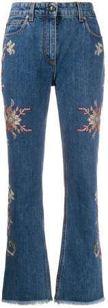 floral bootcut denim jeans
