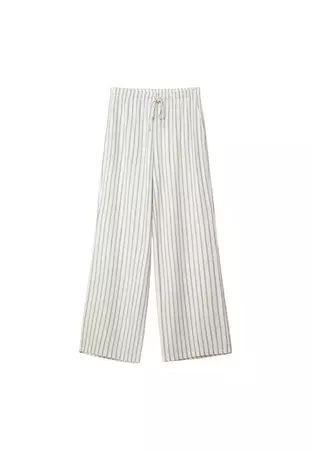 Striped flowing linen blend trousers with elasticated waistband - Women's Clothing | Stradivarius United States