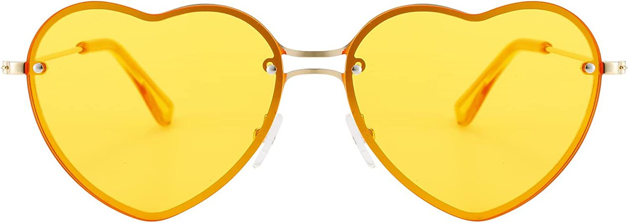 Amazon.com: Rimless Love Heart Shaped Sunglasses Thin Metal Frame Retro Fashion Cute Disco Party Shades Glasses for Women UV400 : Clothing, Shoes & Jewelry