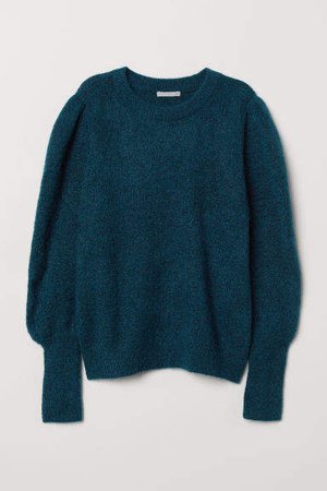 Knit Wool-blend Sweater - Turquoise