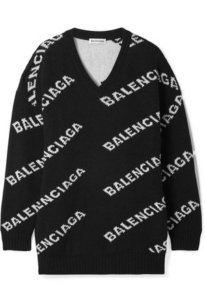 Balenciaga | Oversized intarsia wool-blend sweater | NET-A-PORTER.COM