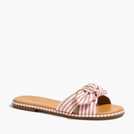 Striped bow slide sandals