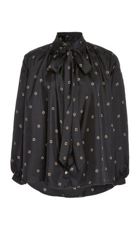Red Valentino Silk Georgette Gold Lame Star Print Blouse