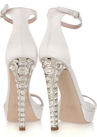 Beautiful Bridal Shoes: Miu Miu crystal-heel silk-satin sandals > Shoeperwoman